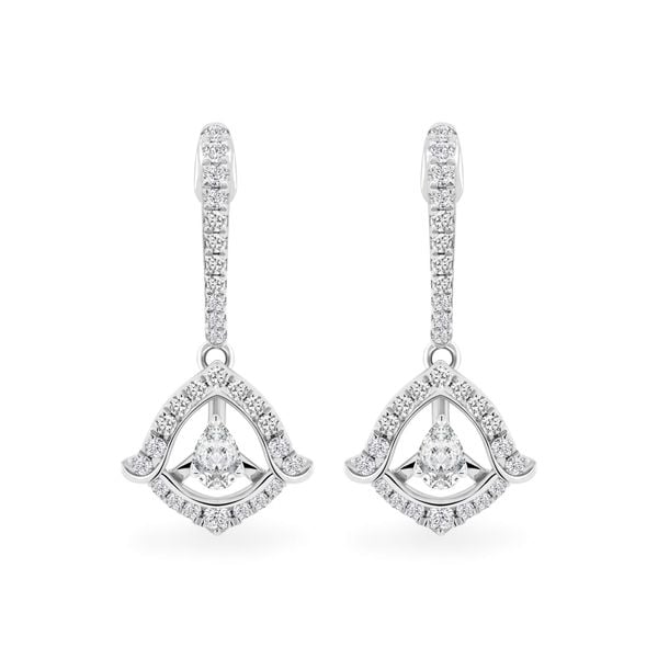 Hoa tai vàng trắng 14K gắn kim cương DOJI AFER000094F2DA1