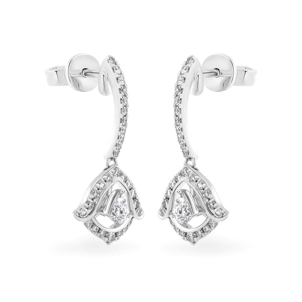 Hoa tai vàng trắng 14K gắn kim cương DOJI AFER000094F2DA1 