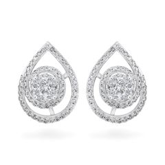 Hoa tai vàng trắng 14K gắn kim cương DOJI AFER000102F2DA1