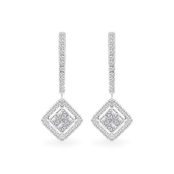 Hoa tai vàng trắng 18K gắn kim cương DOJI AFER000104D2DA1