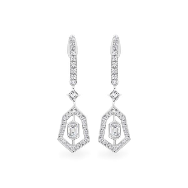 Hoa tai vàng trắng 14K gắn kim cương DOJI AFER000104F2DA1