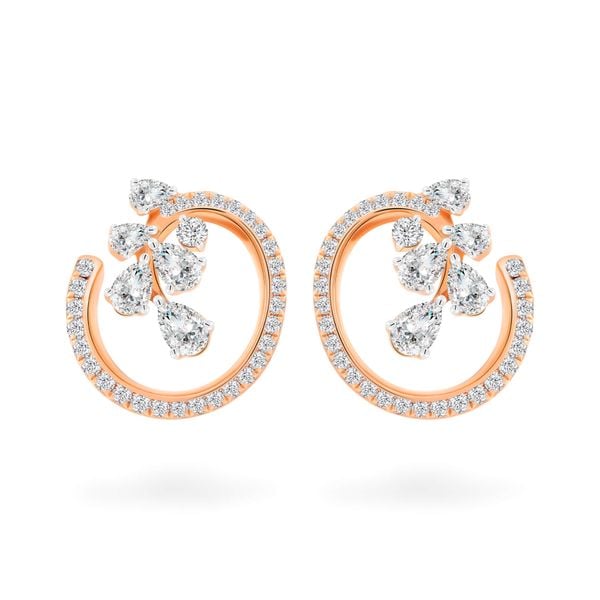 Hoa tai vàng hồng 18K gắn kim cương DOJI AFER000113D3DA1