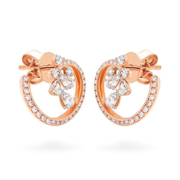 Hoa tai vàng hồng 18K gắn kim cương DOJI AFER000113D3DA1
