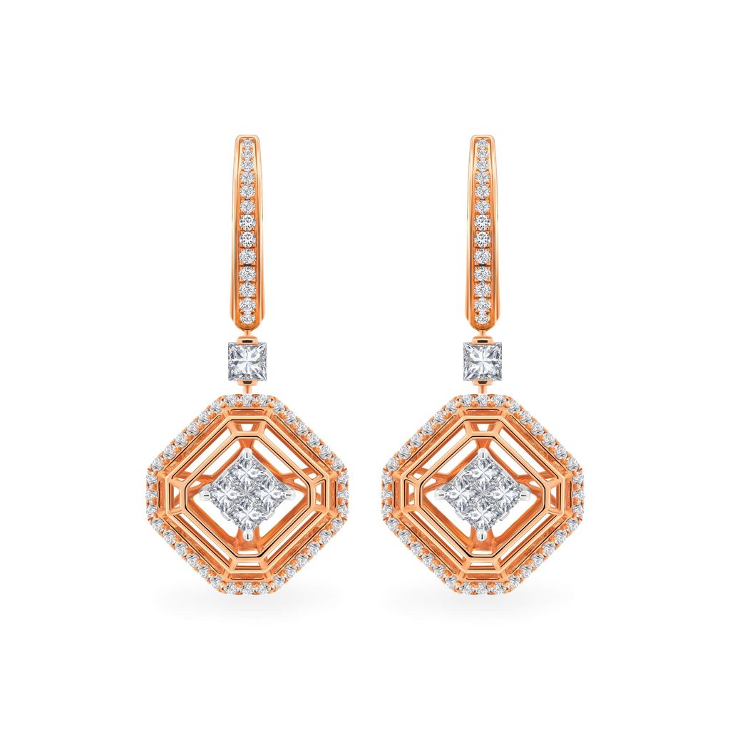 Hoa tai vàng hồng 18K gắn kim cương DOJI AFER000121D3DA1 