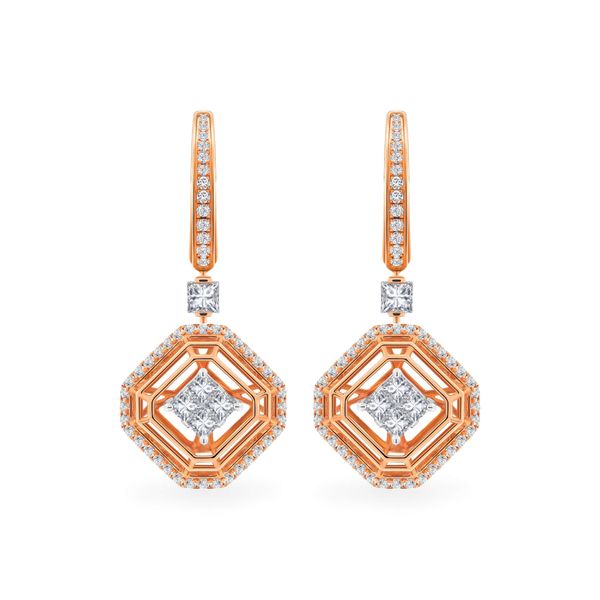 Hoa tai vàng hồng 18K gắn kim cương DOJI AFER000121D3DA1