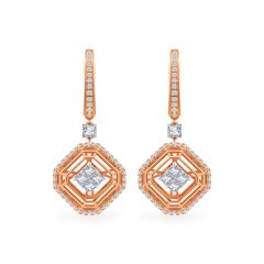 Hoa tai vàng hồng 18K gắn kim cương DOJI AFER000121D3DA1