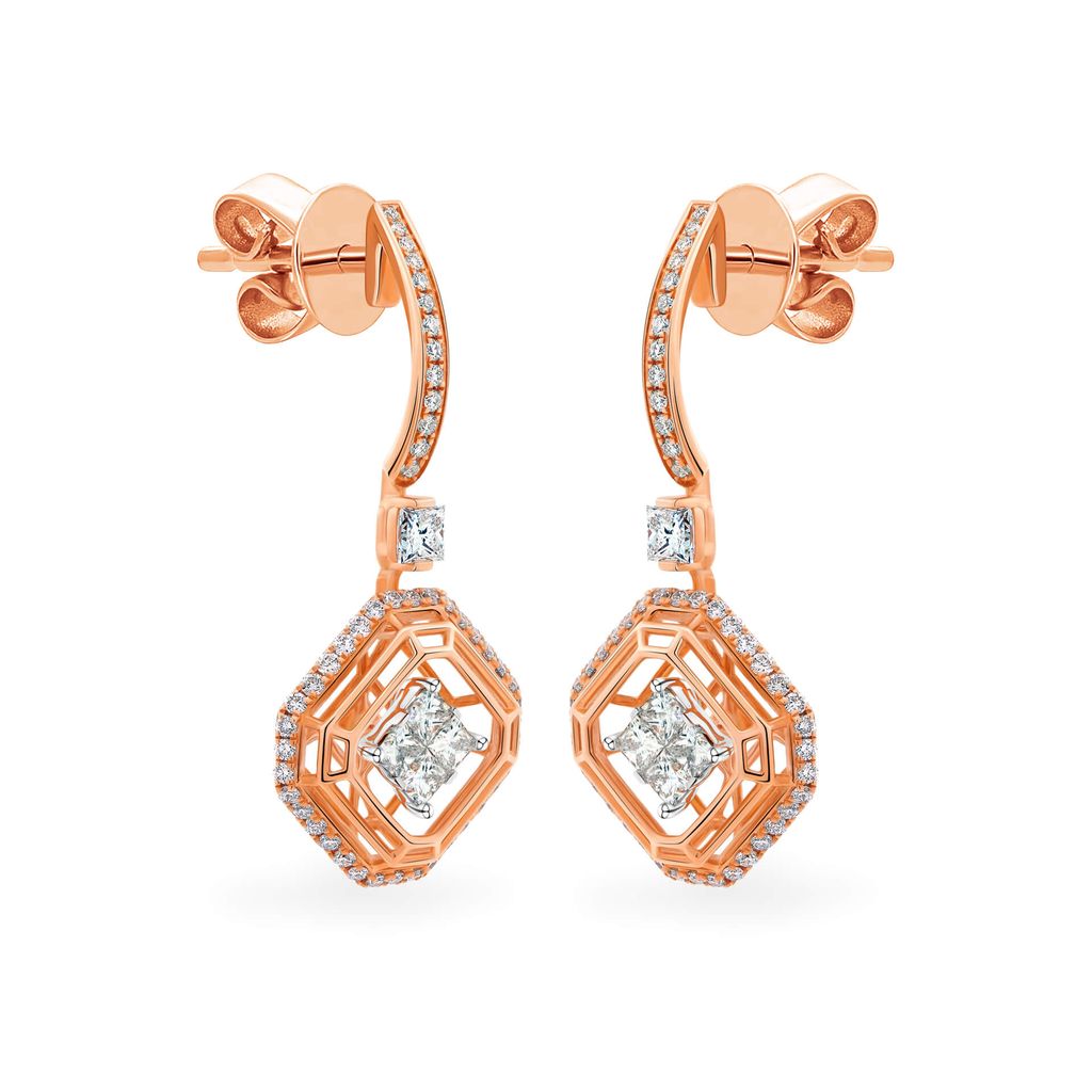 Hoa tai vàng hồng 18K gắn kim cương DOJI AFER000121D3DA1 