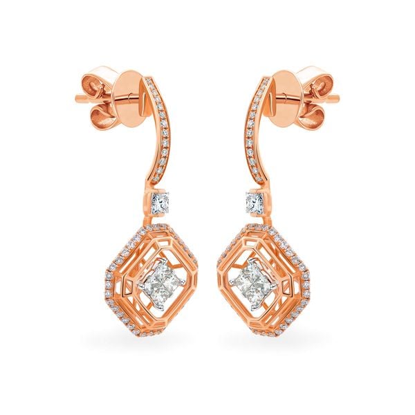 Hoa tai vàng hồng 18K gắn kim cương DOJI AFER000121D3DA1