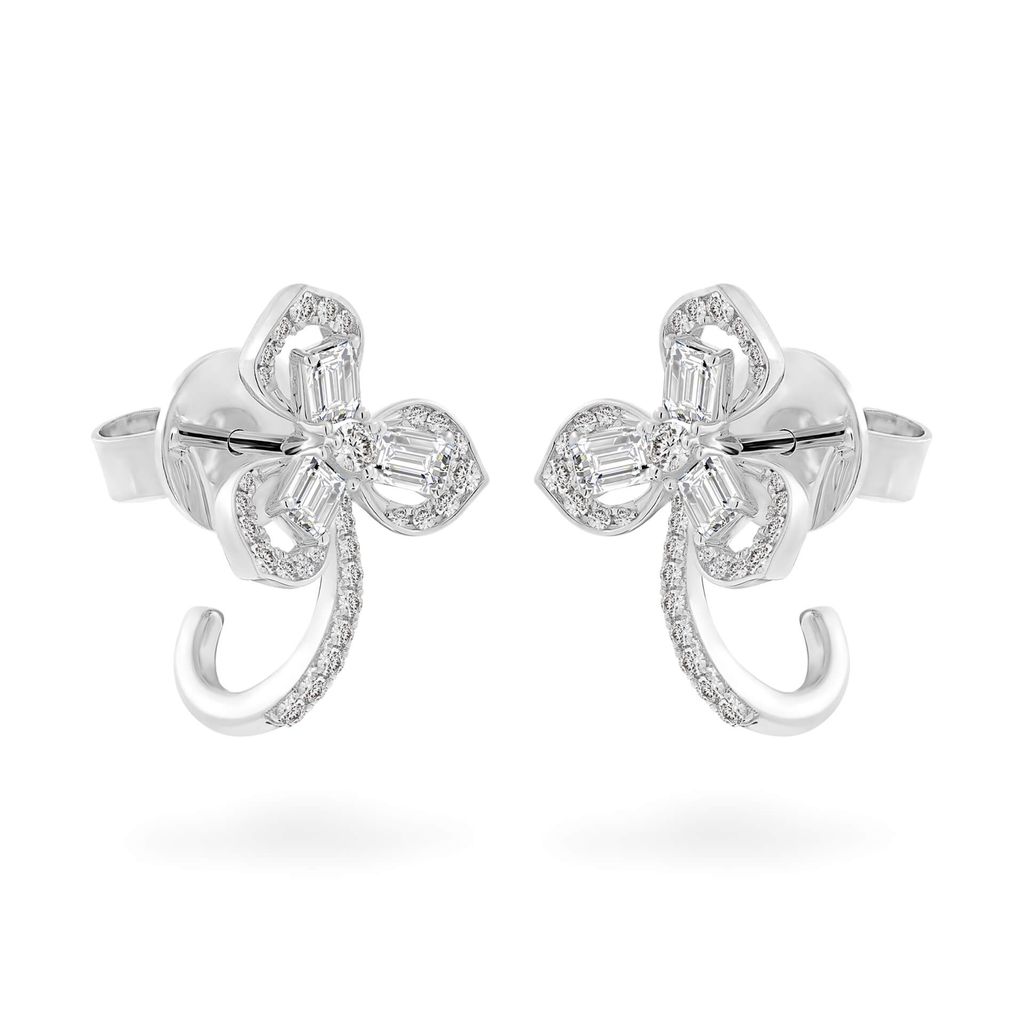 Hoa tai vàng trắng 18K gắn kim cương DOJI AFER000156D2DA1 