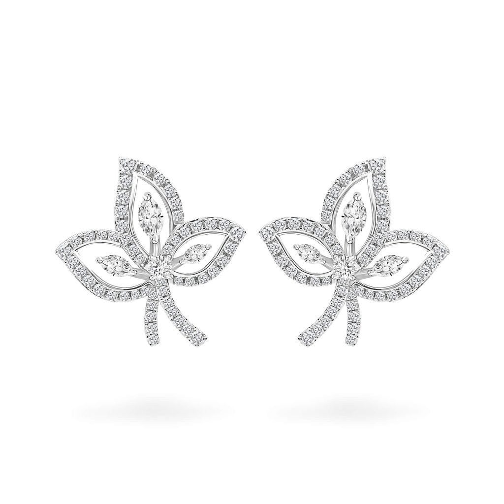 Hoa tai vàng trắng 18K gắn kim cương DOJI AFER000186D2DA1 