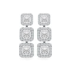 Hoa tai vàng trắng 18K gắn kim cương DOJI AFER000232D2DA1