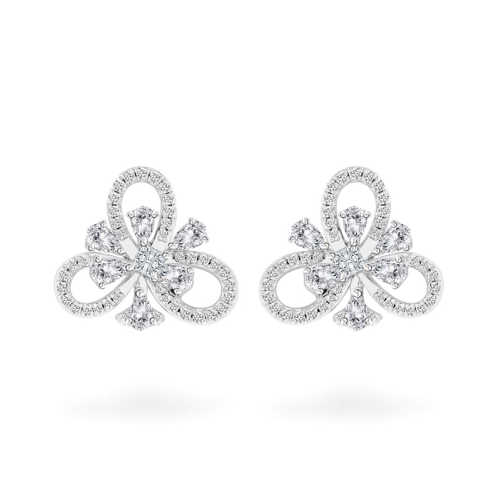 Hoa tai vàng trắng 18K gắn kim cương DOJI AFER000247D2DA1 