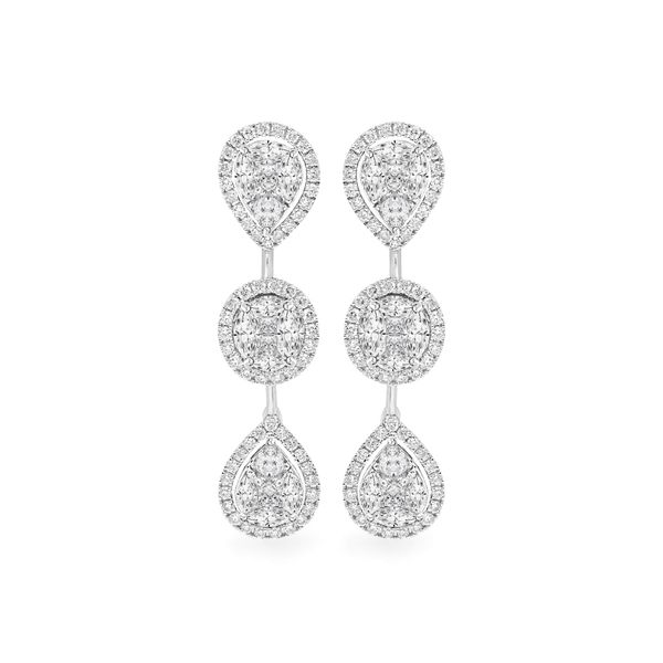 Hoa tai vàng trắng 18K gắn kim cương DOJI AFER000284D2DA1