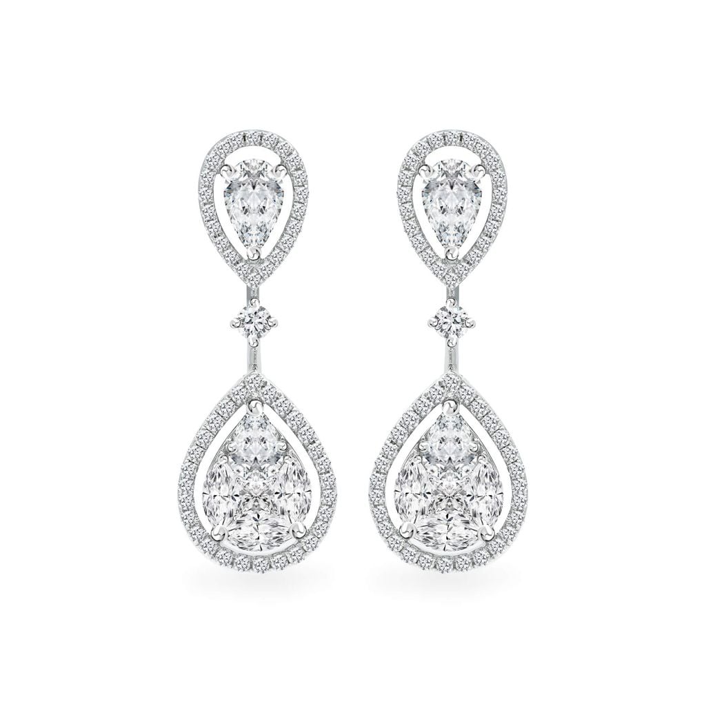 Hoa tai vàng trắng 18K gắn kim cương DOJI AFER000325D2DA1 