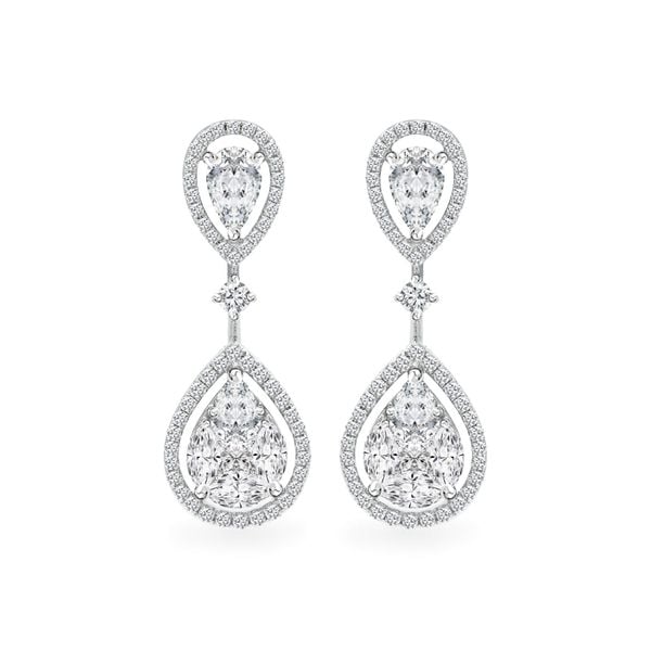 Hoa tai vàng trắng 18K gắn kim cương DOJI AFER000325D2DA1