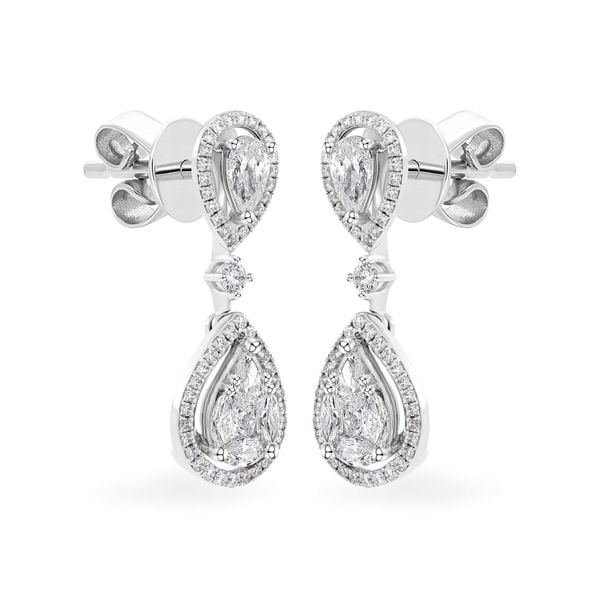 Hoa tai vàng trắng 18K gắn kim cương DOJI AFER000325D2DA1