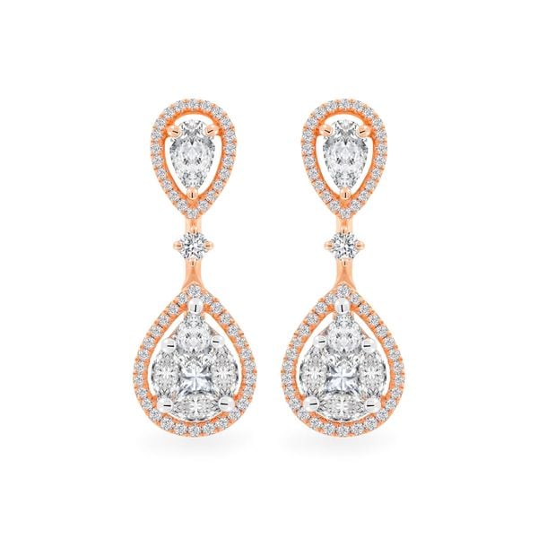 Hoa tai vàng hồng 18K gắn kim cương DOJI AFER000325D3DA1