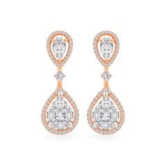 Hoa tai vàng hồng 18K gắn kim cương DOJI AFER000325D3DA1