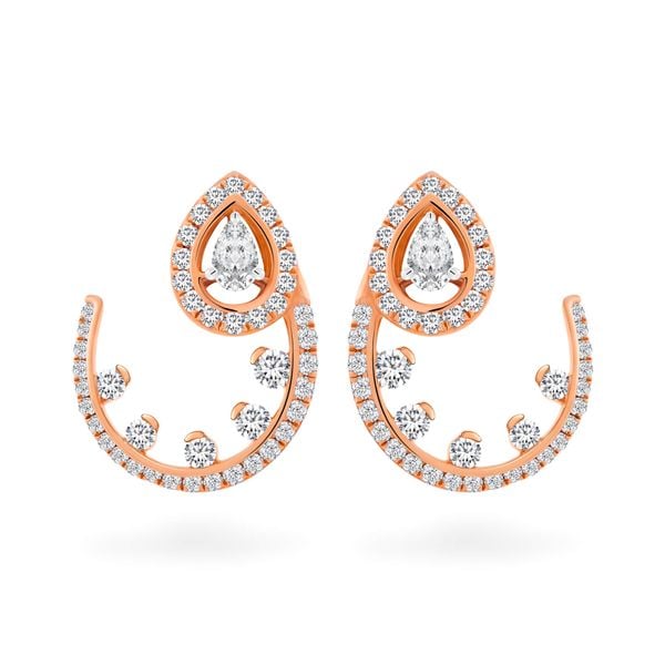 Hoa tai vàng hồng 18K gắn kim cương DOJI AFER000336D3DA1