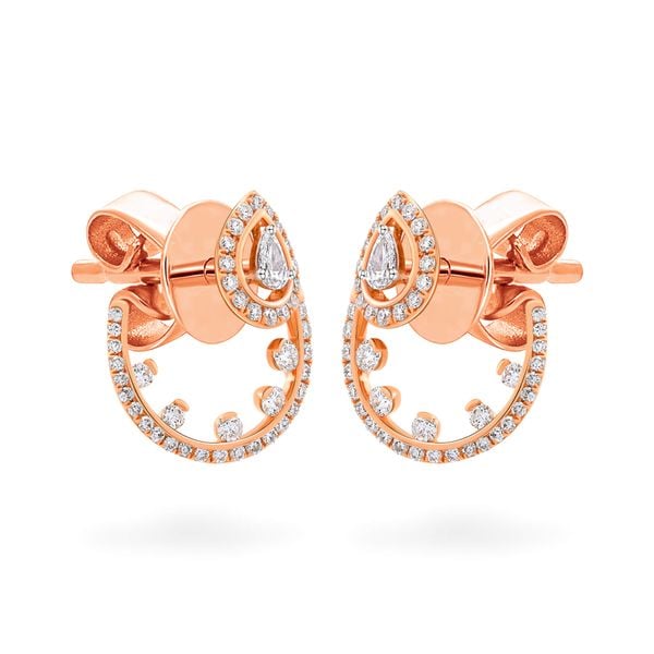 Hoa tai vàng hồng 18K gắn kim cương DOJI AFER000336D3DA1