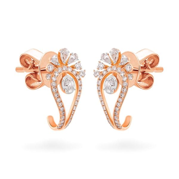 Hoa tai vàng hồng 18K gắn kim cương DOJI AFER000350D3DA1