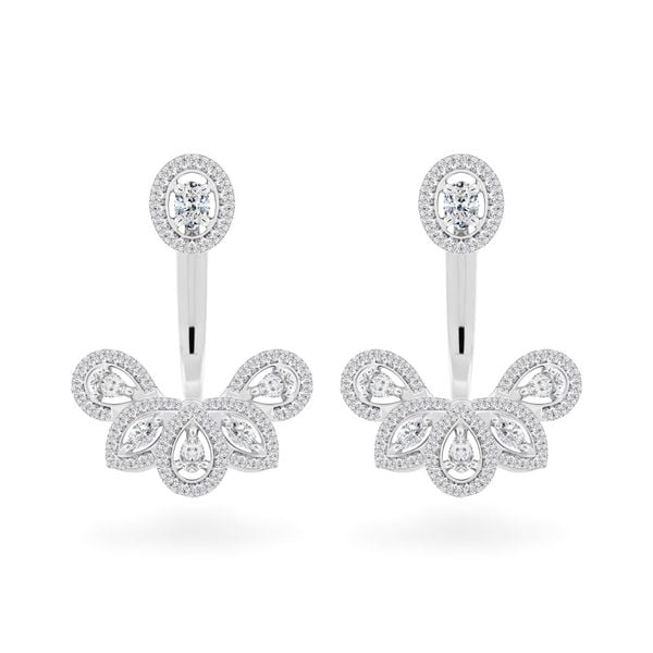 Hoa tai vàng trắng 18K gắn kim cương DOJI AFER000360D2DA1