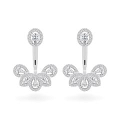 Hoa tai vàng trắng 18K gắn kim cương DOJI AFER000360D2DA1