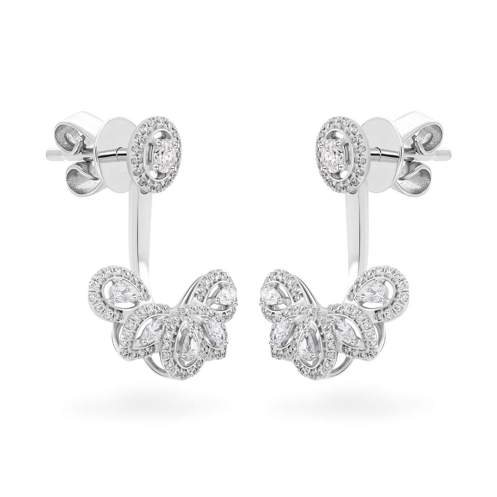 Hoa tai vàng trắng 18K gắn kim cương DOJI AFER000360D2DA1 