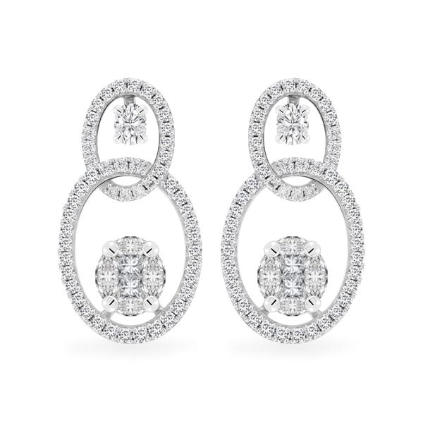 Hoa tai vàng trắng 18K gắn kim cương DOJI AFER000370D2DA1