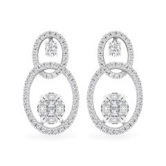 Hoa tai vàng trắng 18K gắn kim cương DOJI AFER000370D2DA1