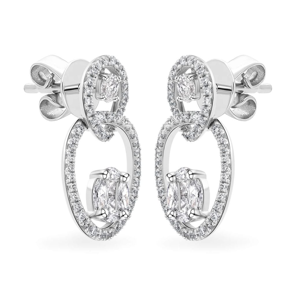 Hoa tai vàng trắng 18K gắn kim cương DOJI AFER000370D2DA1 