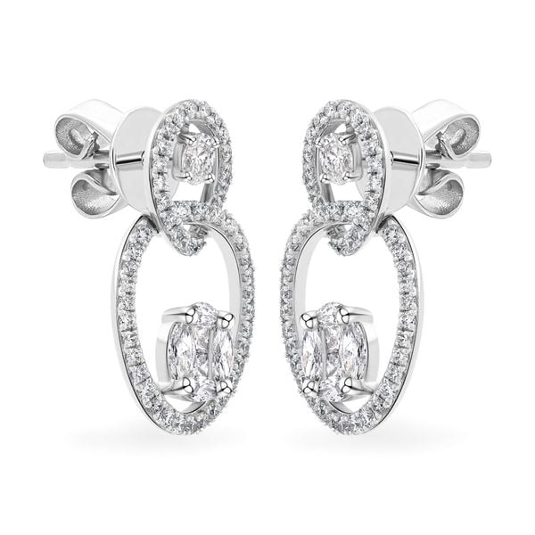 Hoa tai vàng trắng 18K gắn kim cương DOJI AFER000370D2DA1