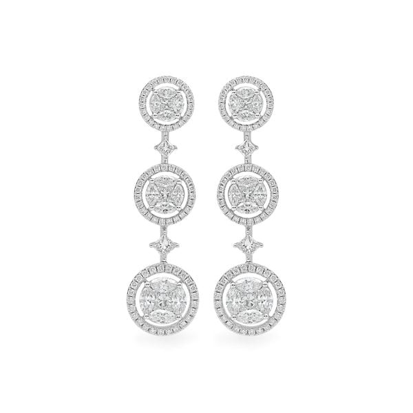 Hoa tai vàng trắng 18K gắn kim cương DOJI AFER000400D2DA1