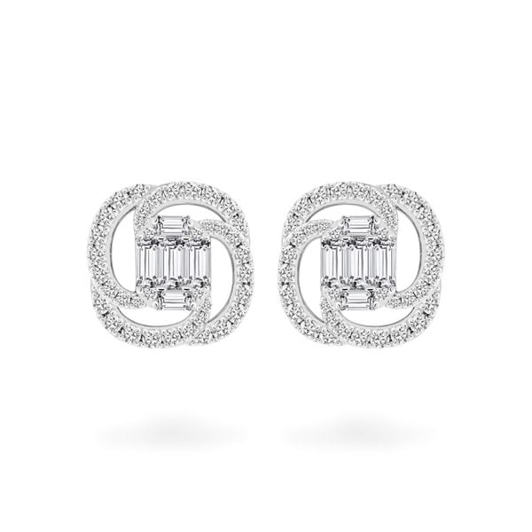 Hoa tai vàng trắng 18K gắn kim cương DOJI AFER000438D2DA1