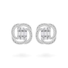 Hoa tai vàng trắng 18K gắn kim cương DOJI AFER000438D2DA1