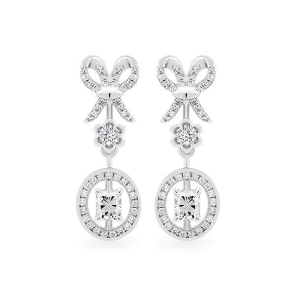 Hoa tai vàng trắng 14K gắn kim cương DOJI AFER000445F2DA1