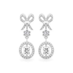 Hoa tai vàng trắng 14K gắn kim cương DOJI AFER000445F2DA1