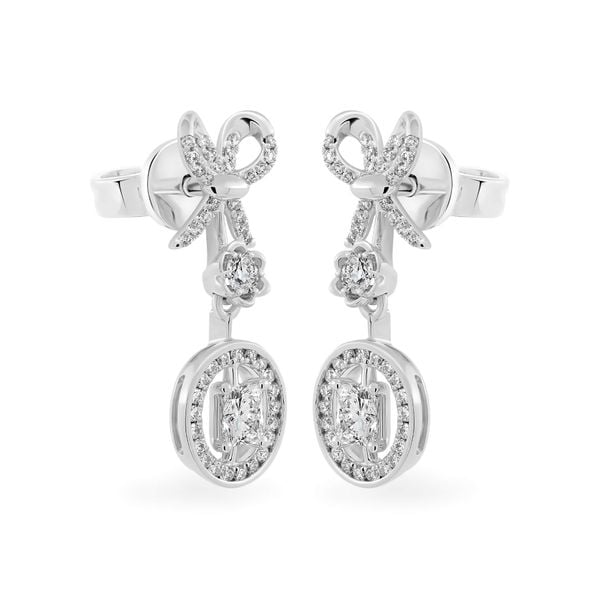 Hoa tai vàng trắng 14K gắn kim cương DOJI AFER000445F2DA1