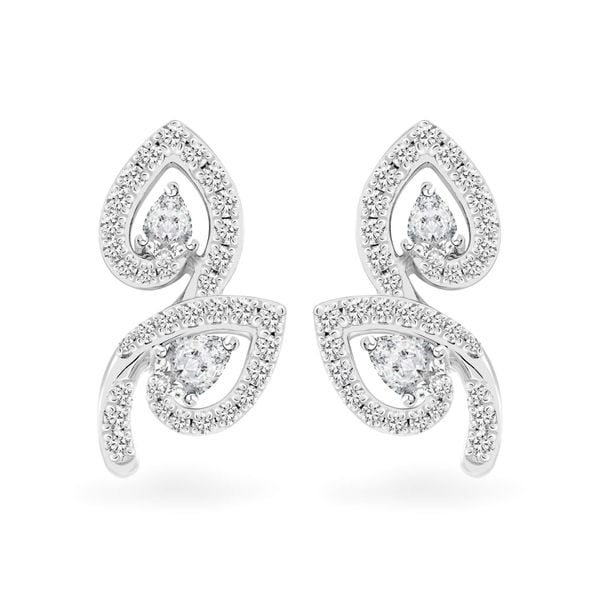 Hoa tai vàng trắng 18K gắn kim cương DOJI AFER000459D2DA1