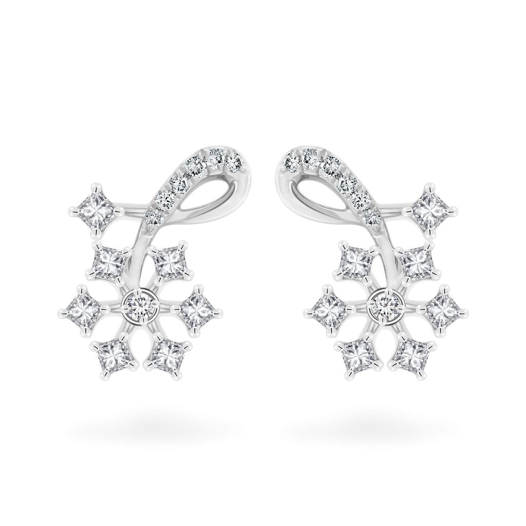 Hoa tai vàng trắng 14K gắn kim cương DOJI AFER000464F2DA1 