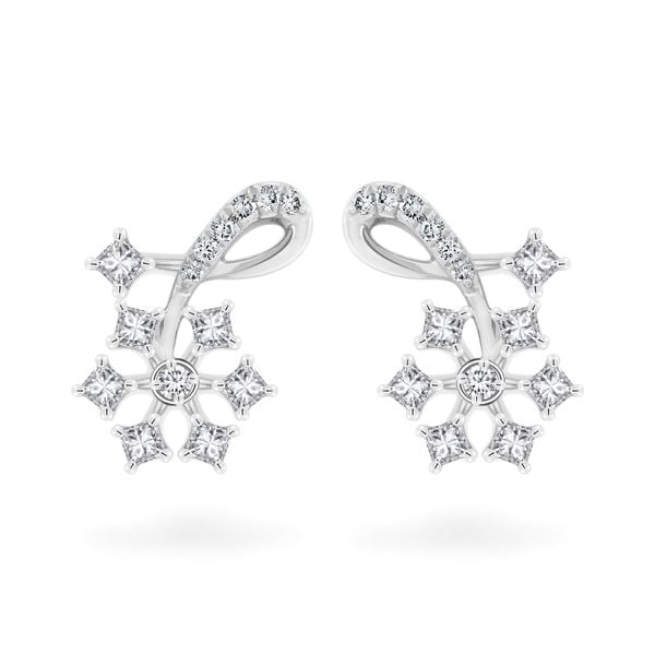 Hoa tai vàng trắng 14K gắn kim cương DOJI AFER000464F2DA1