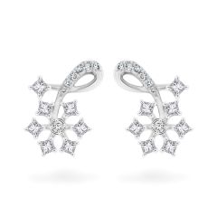 Hoa tai vàng trắng 14K gắn kim cương DOJI AFER000464F2DA1