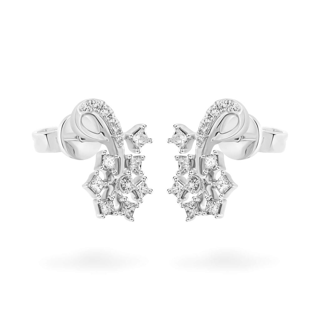 Hoa tai vàng trắng 14K gắn kim cương DOJI AFER000464F2DA1 