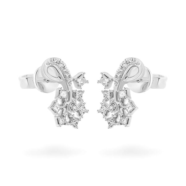 Hoa tai vàng trắng 14K gắn kim cương DOJI AFER000464F2DA1