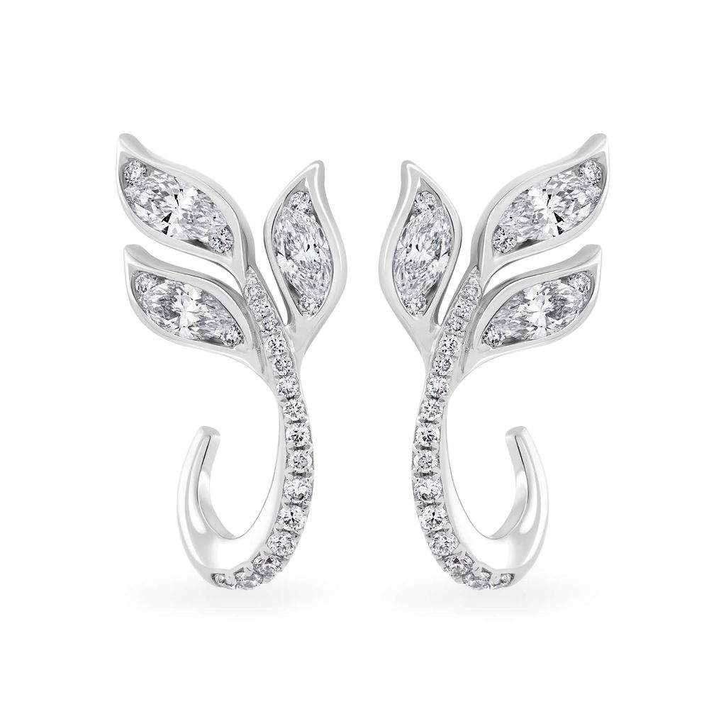 Hoa tai vàng trắng 14K gắn kim cương DOJI AFER000494F2DA1 