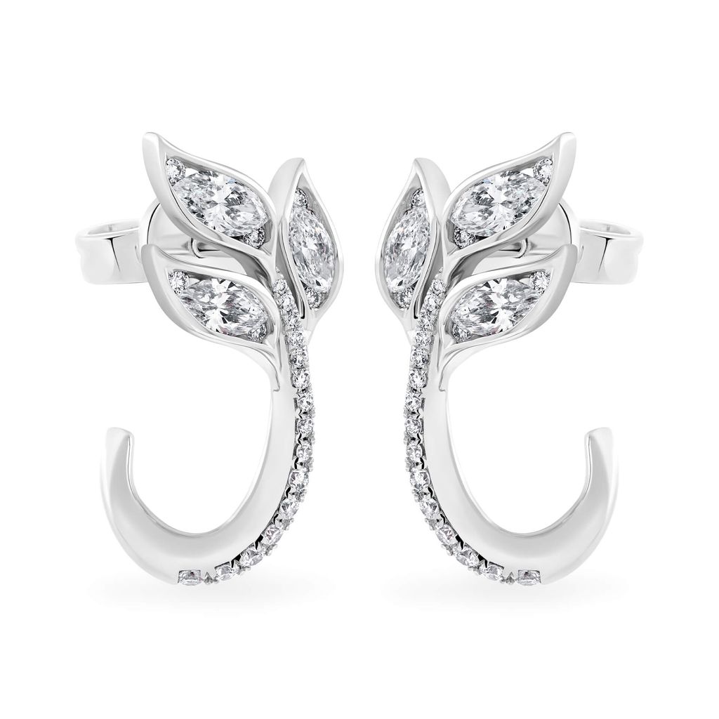 Hoa tai vàng trắng 14K gắn kim cương DOJI AFER000494F2DA1 