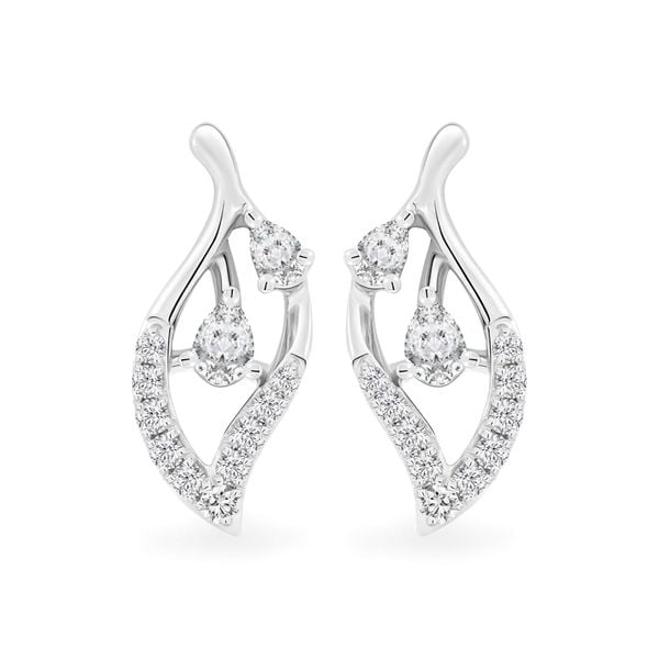 Hoa tai vàng trắng 14K gắn kim cương DOJI AFER000496F2DA1