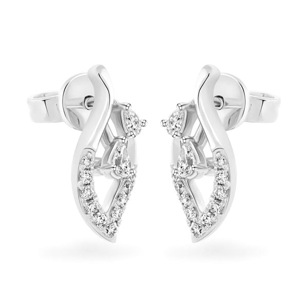 Hoa tai vàng trắng 14K gắn kim cương DOJI AFER000496F2DA1