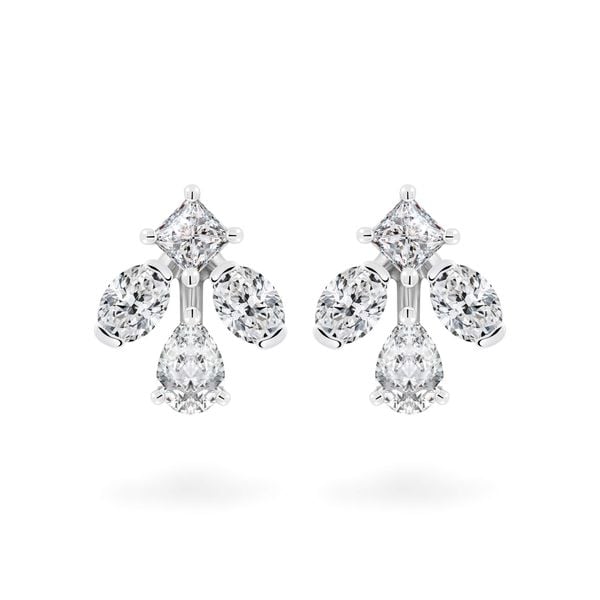 Hoa tai vàng trắng 14K gắn kim cương DOJI AFER000498F2DA1