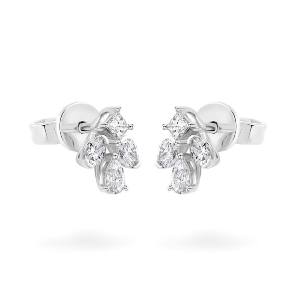 Hoa tai vàng trắng 14K gắn kim cương DOJI AFER000498F2DA1